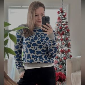 Say What? Royal Blue and Grey Crew Neck Sweater